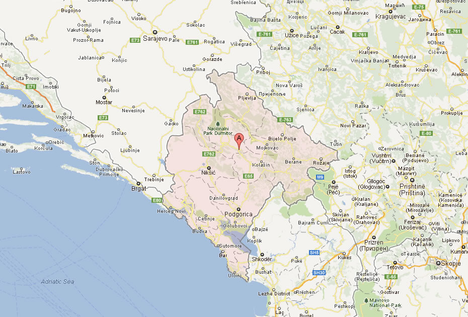 Google karte von Montenegro